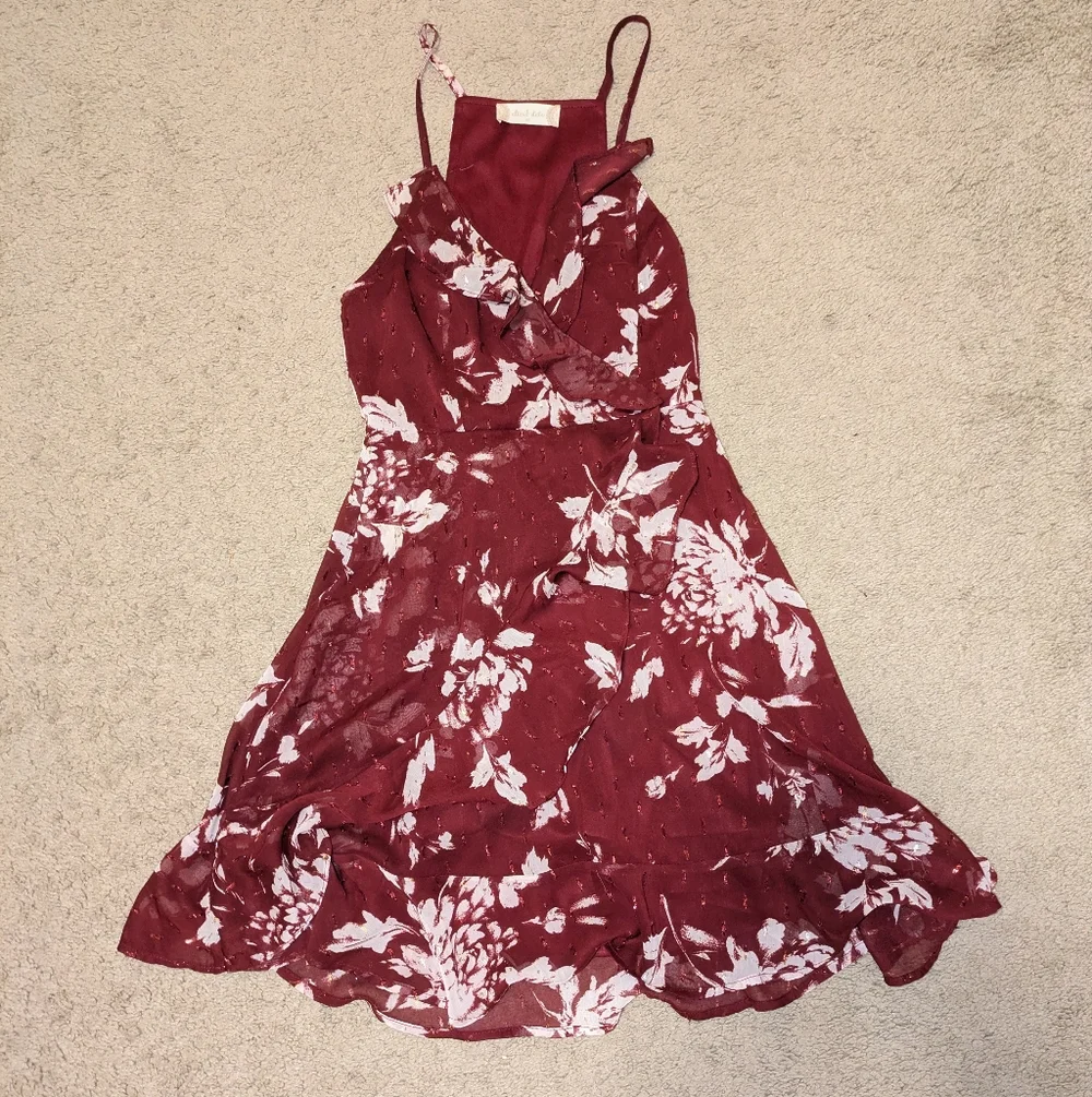 Burgundy Floral Print Altar'd State Dress Size XS - Picture 1 of 5